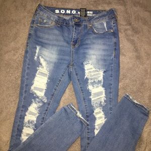 Ripped Blue Denim Jeans